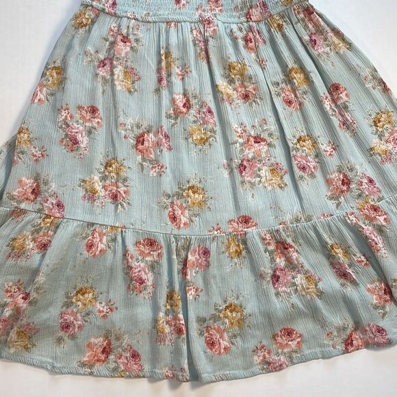 Becool Peasant Babydoll Smocked Mini Dress Puff Sleeves Spring Easter Floral S - Picture 11 of 16